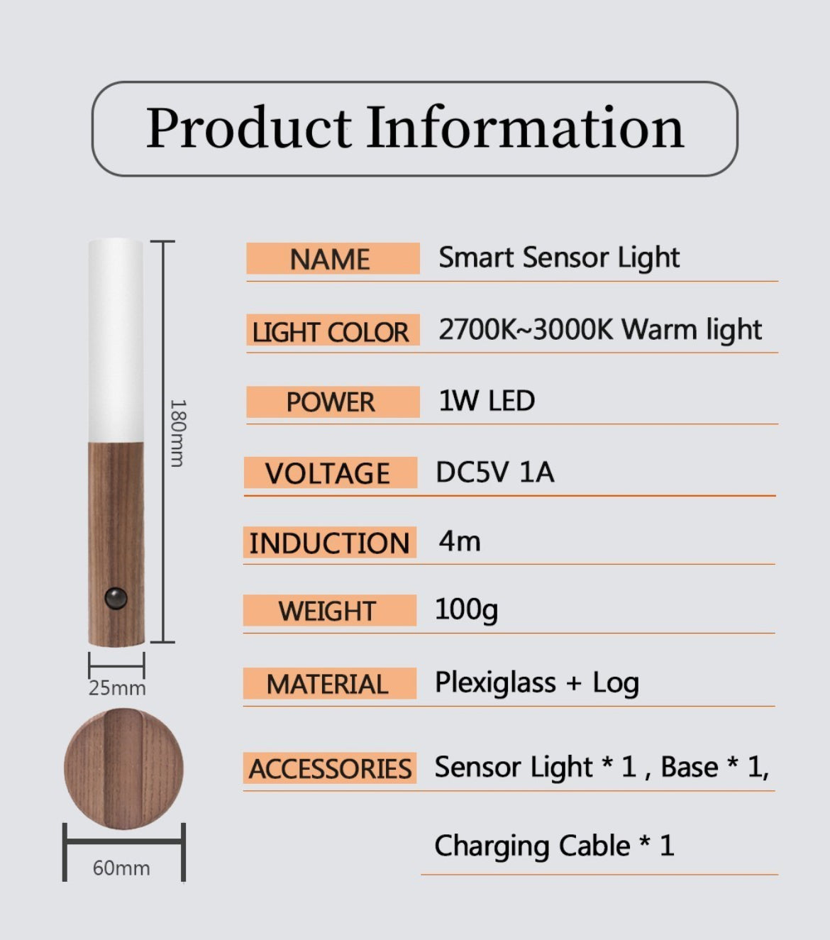 LED Wood Magnetic Nightlight